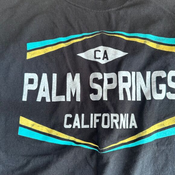 Gildan Palm Springs California LS Graphic Tee Black Souvenir Shirt Men’s L - Picture 2 of 5